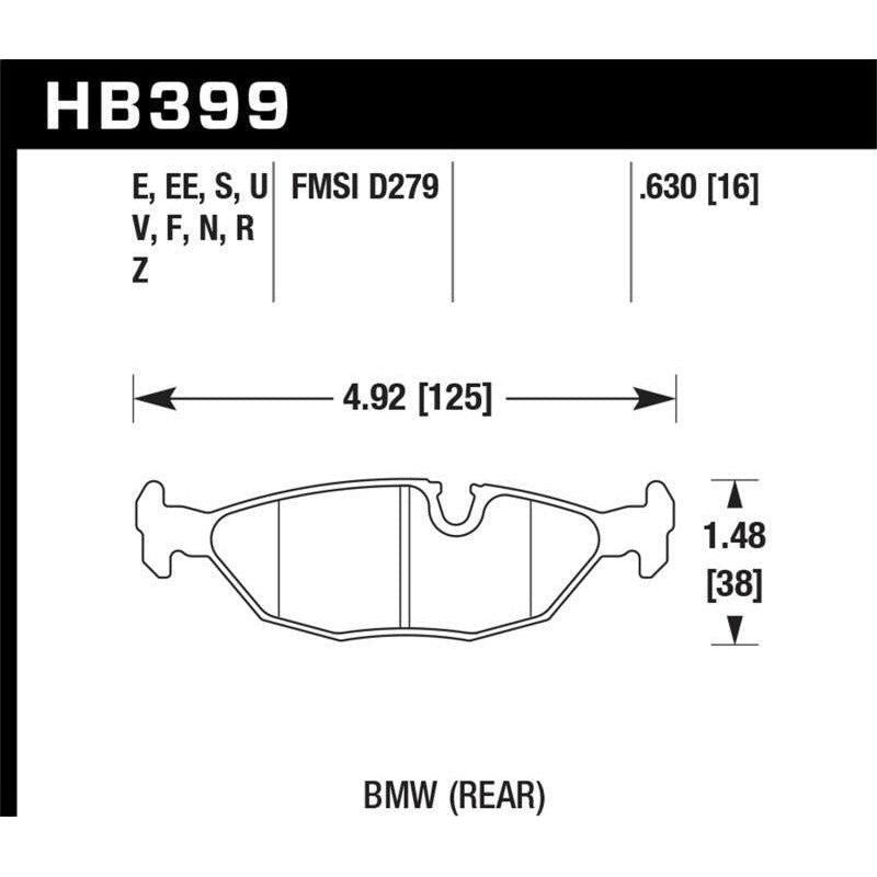 Hawk BMW Motorsport 16mm Thick DTC-60 Rear Race Brake Pads