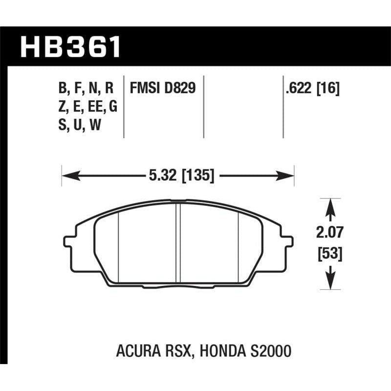 Hawk Honda S2000/Civic Type R/Acura RSX Front Race Pads