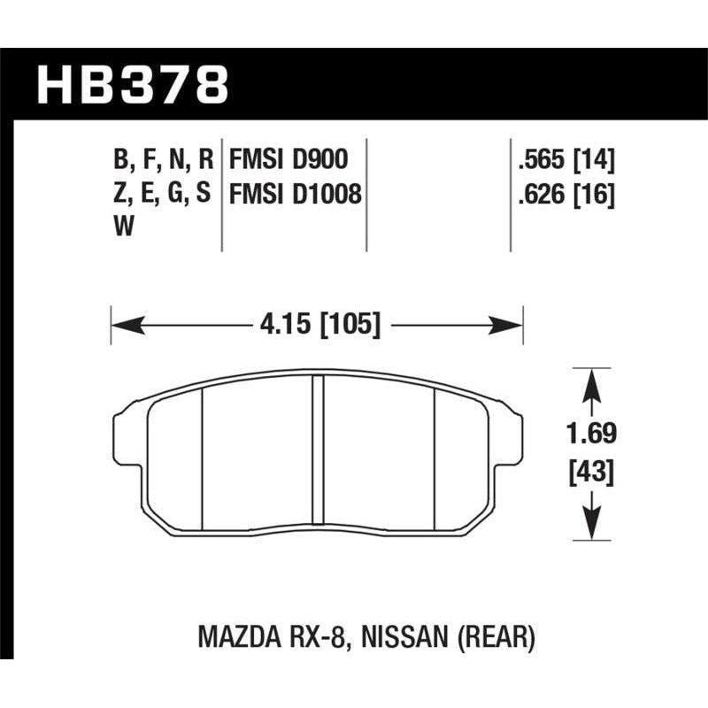 Hawk Mazda RX-8 / Nissan Track DTC-30 Race Rear Brake Pads
