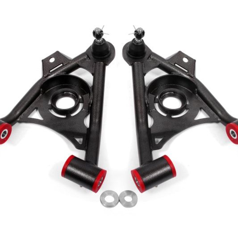 BMR 79-93 Fox Mustang Non-Adj Lower A-Arms Standard Ball Joint Spring Pocket - Black Hammertone