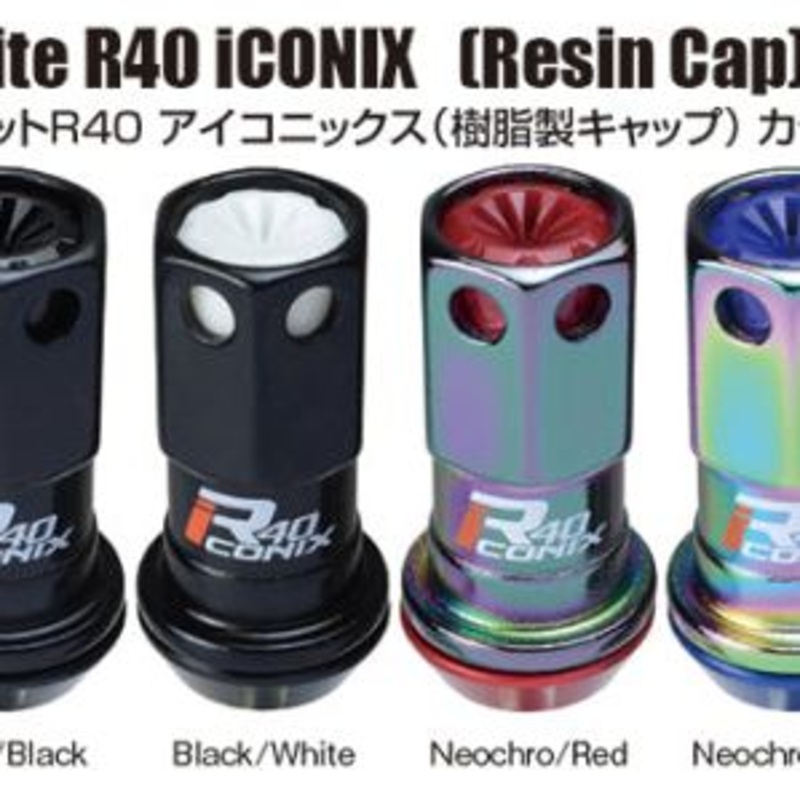 Project Kics 16+4 Locks Neocro R40 Iconix W/ Plastic Cap (Black) - 12X1.50