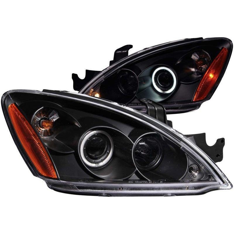 ANZO 2004-2007 Mitsubishi Lancer Projector Headlights w/ Halo Black (CCFL)