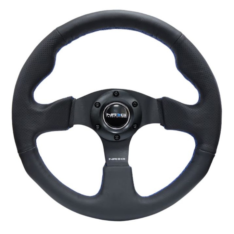 NRG Reinforced Steering Wheel (320mm) Black Leather w/Blue Stitching