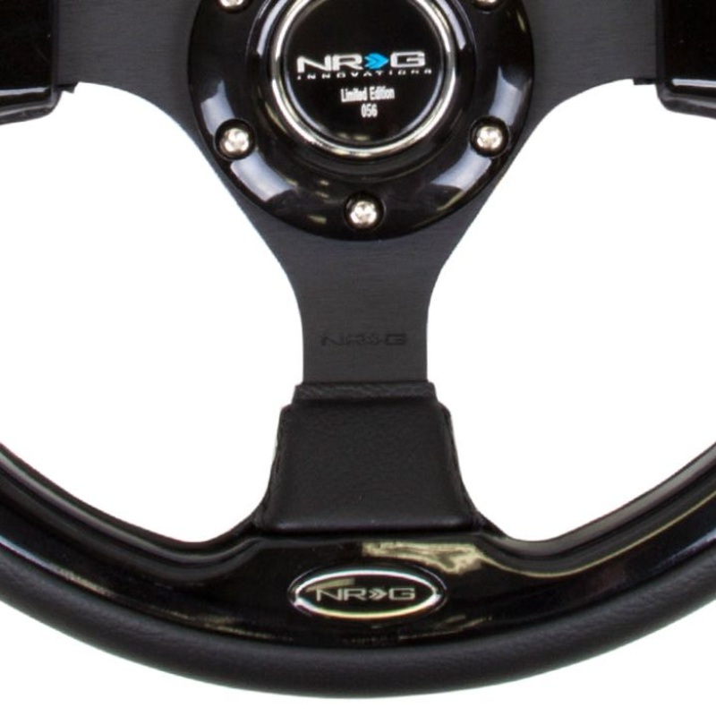 NRG Reinforced Steering Wheel (320mm) Blk w/Gloss Black Trim