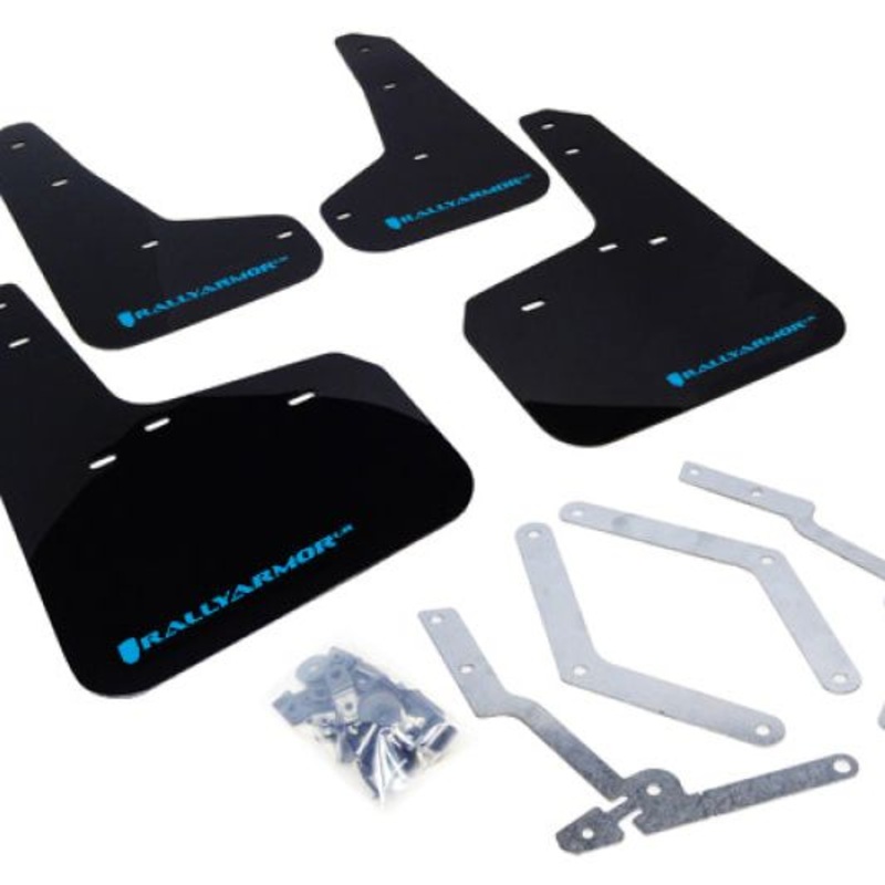 Rally Armor 12-19 Ford Focus ST / 16-19 RS Black UR Mud Flap w/Nitrous Blue Logo