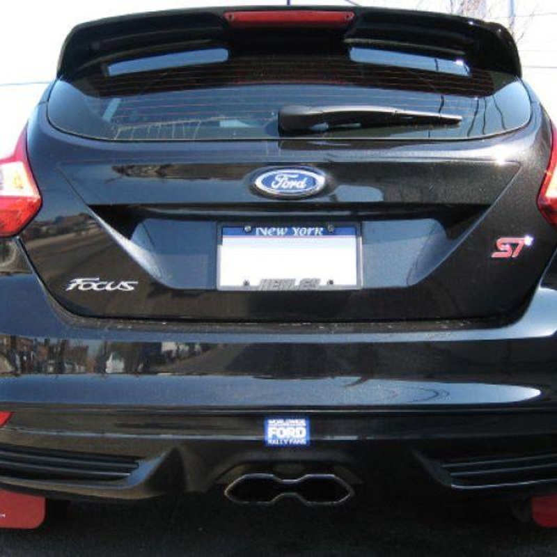 Rally Armor 12-19 Ford Focus ST / 16-19 RS Black UR Mud Flap w/Tangerine Scream Logo