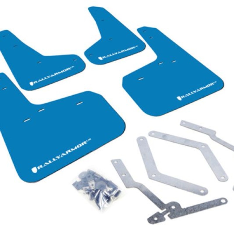 Rally Armor 12-19 Ford Focus ST / 16-19 RS Nitrous Blue UR Mud Flap w/White Logo