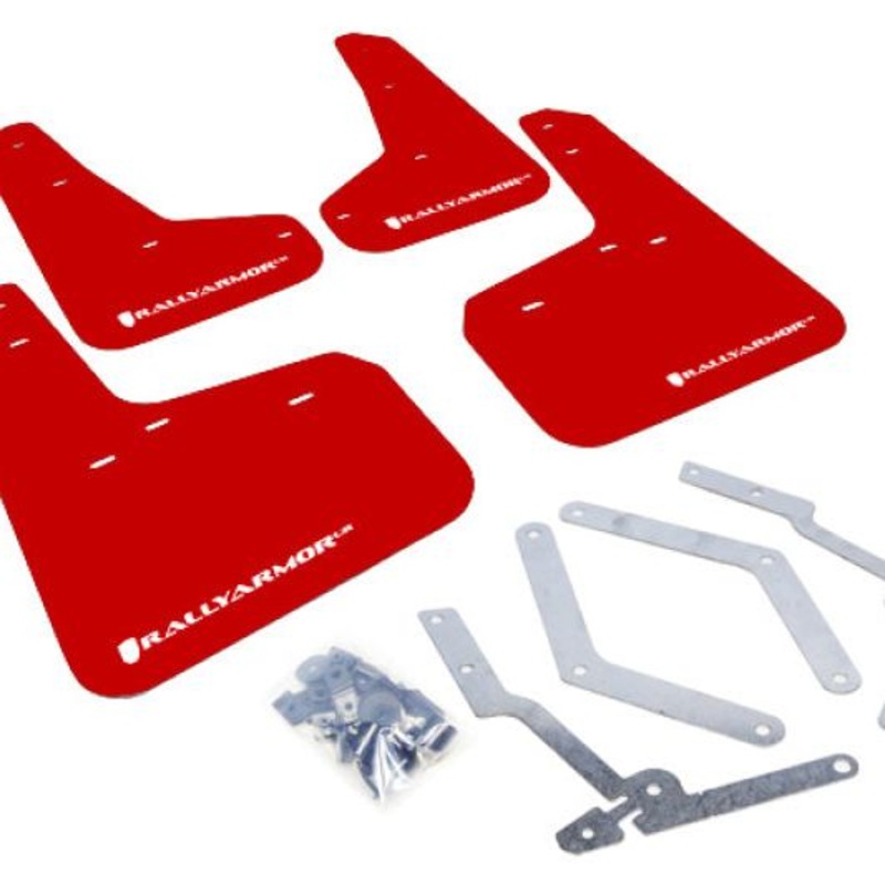 Rally Armor 12-19 Ford Focus ST / 16-19 RS Red Mud Flap w/White Logo