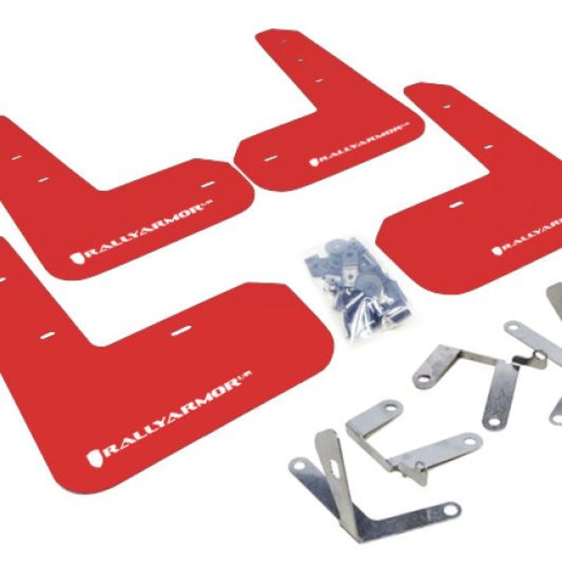 Rally Armor 13-17 Subaru BRZ/Toyota FR-S Red UR Mud Flap w/White Logo