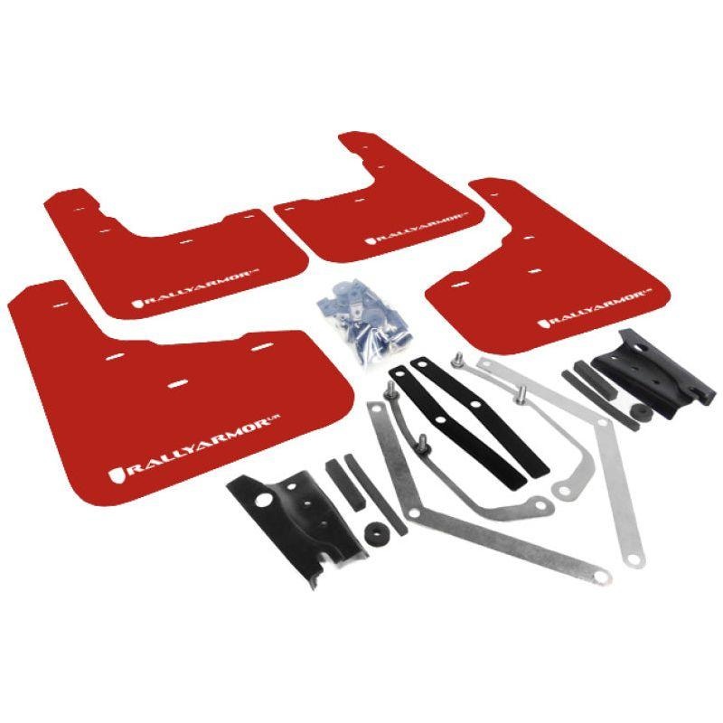 Rally Armor 13-19 Ford Fiesta ST Red UR Mud Flap w/White Logo