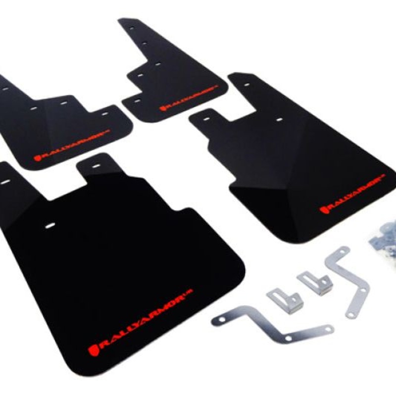 Rally Armor 14-18 Subaru Forester Black Mud Flap w/ Red Logo