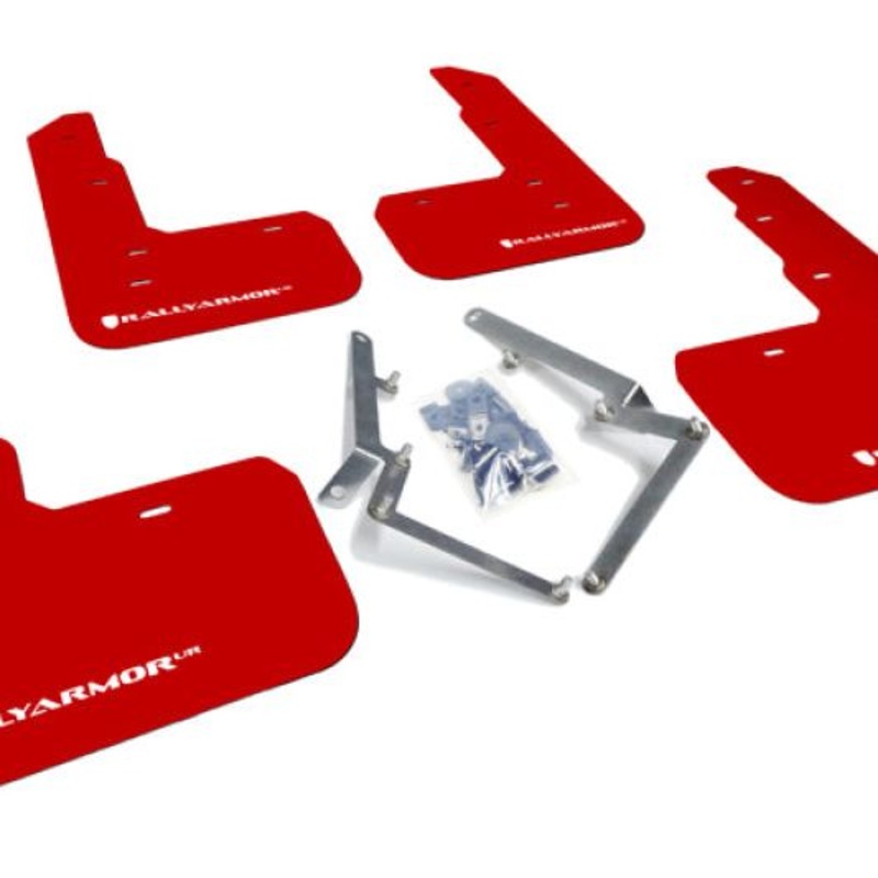 Rally Armor 17-22 Honda Civic Type R Red UR Mud Flap w/White Logo