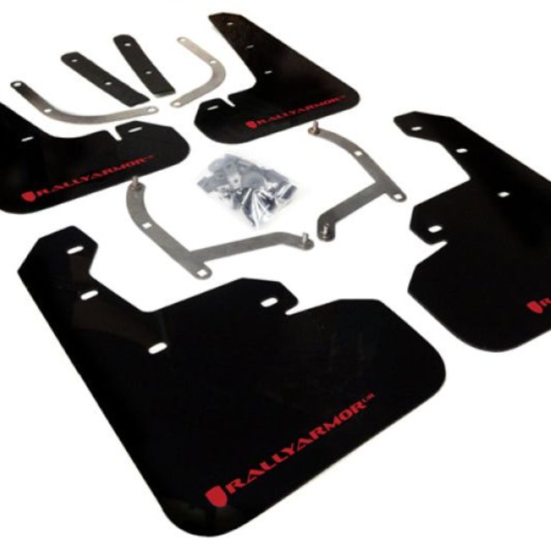 Rally Armor 17-23 Subaru Impreza 4D/5D Black UR Mud Flap w/Red Logo