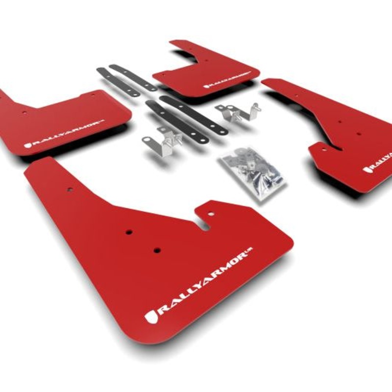 Rally Armor 18-25 Toyota Corolla Hatchback Red UR Mud Flap w/White Logo